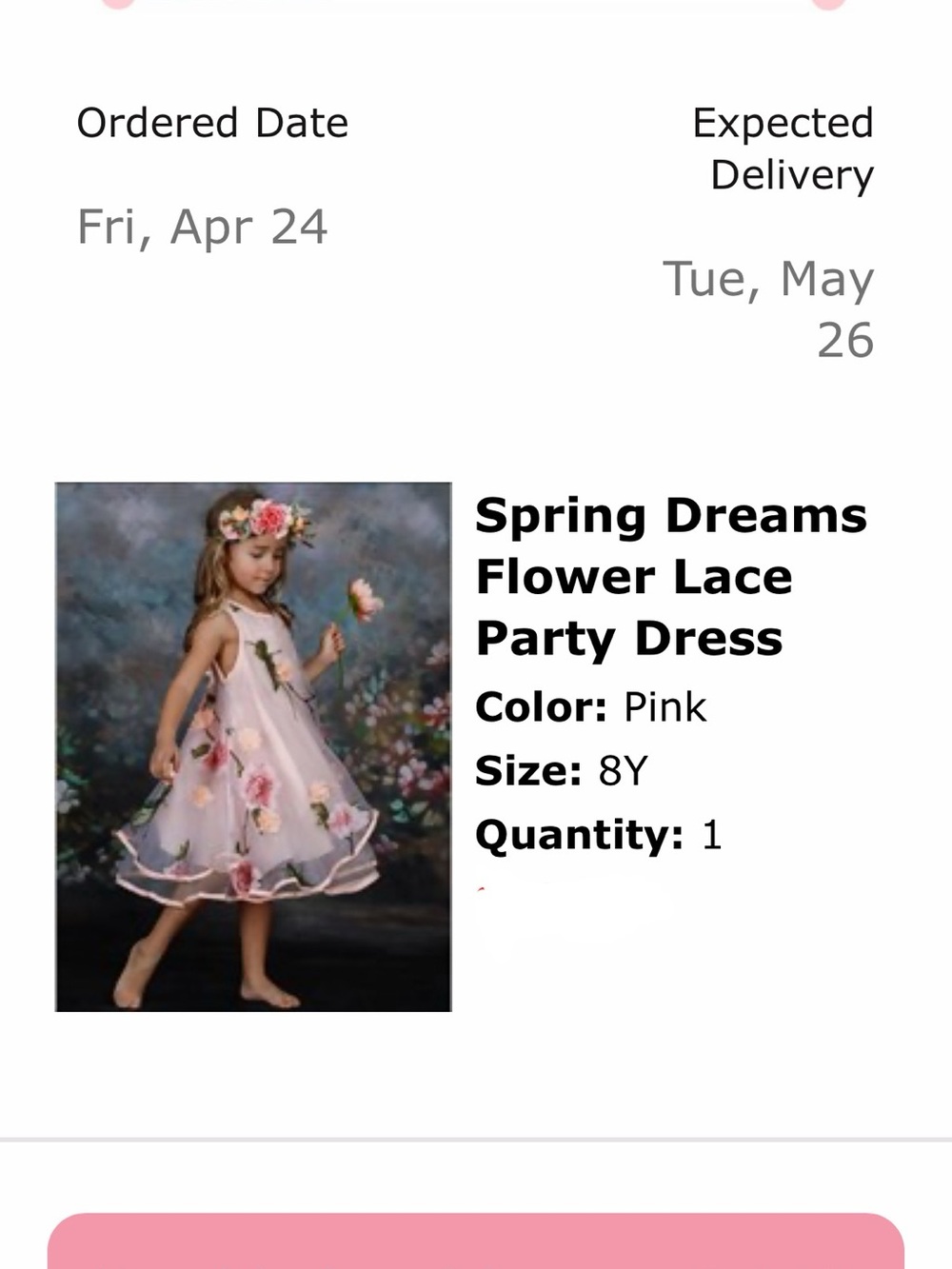 Spring Dreams Pink Flower Lace Party Dress for Girls